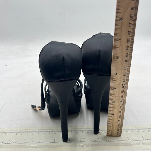 FYS Black Platform Open Toe Sandals Ankle Strap High Heels Party Shoes - Picture 5 of 8